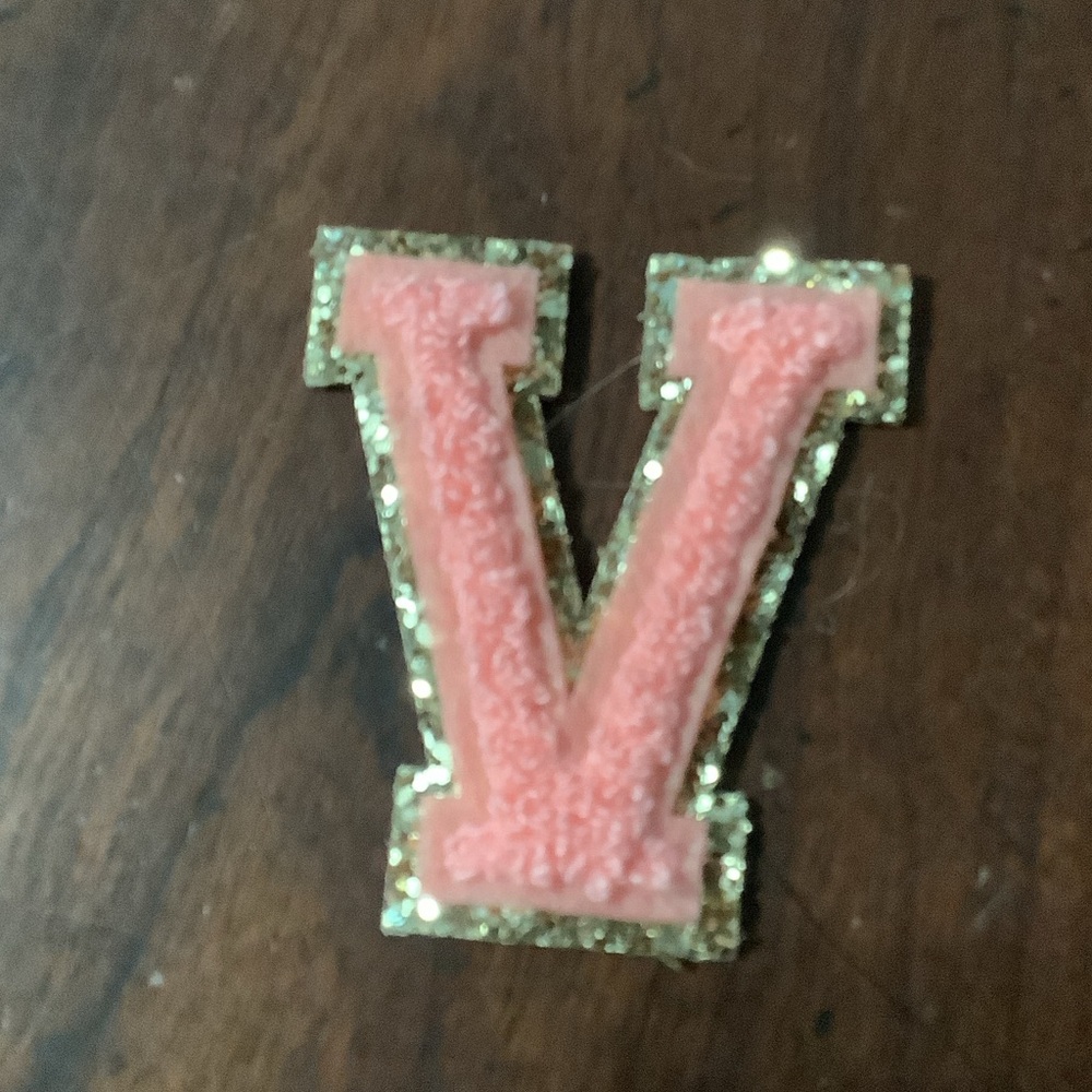 Stoney Clover Lane Pink & Gold Letter V Patch